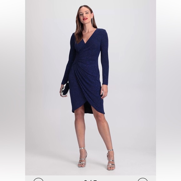 laura Dresses & Skirts - Navy blue Glitter Wrap Dress